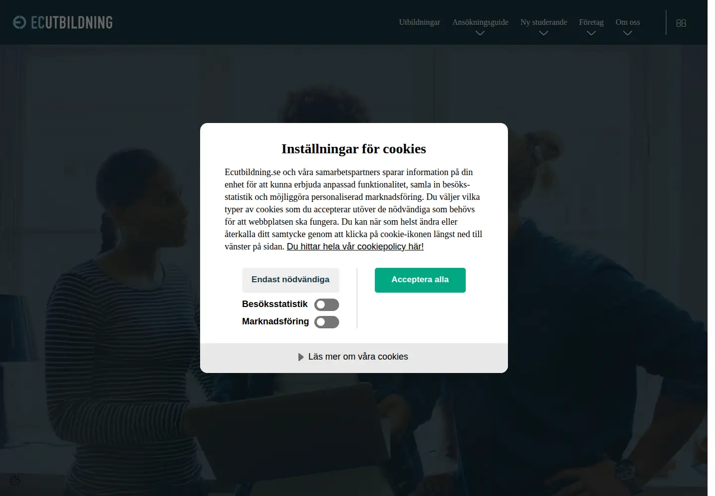 Screenshot of ecutbildning.se