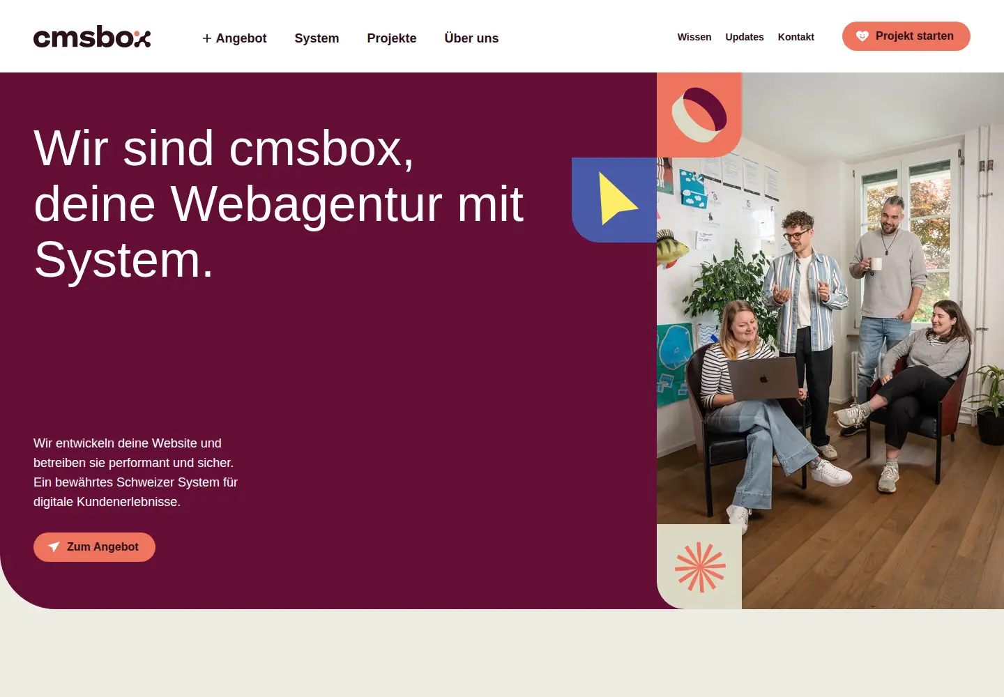 Captured homepage of cmsbox.ch in the current scan