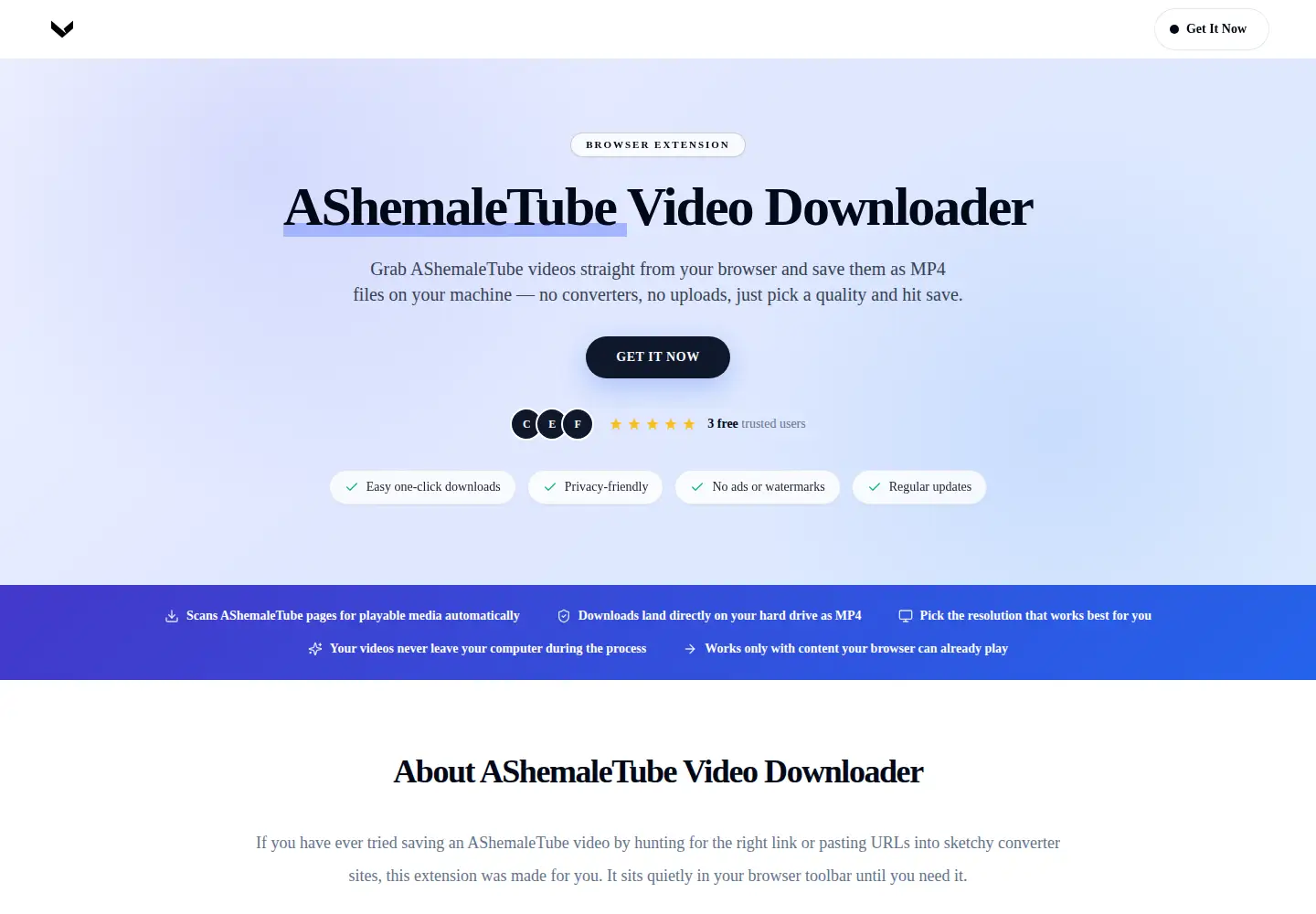 Captured homepage of ashemaletubevideodownloader.com in the current scan