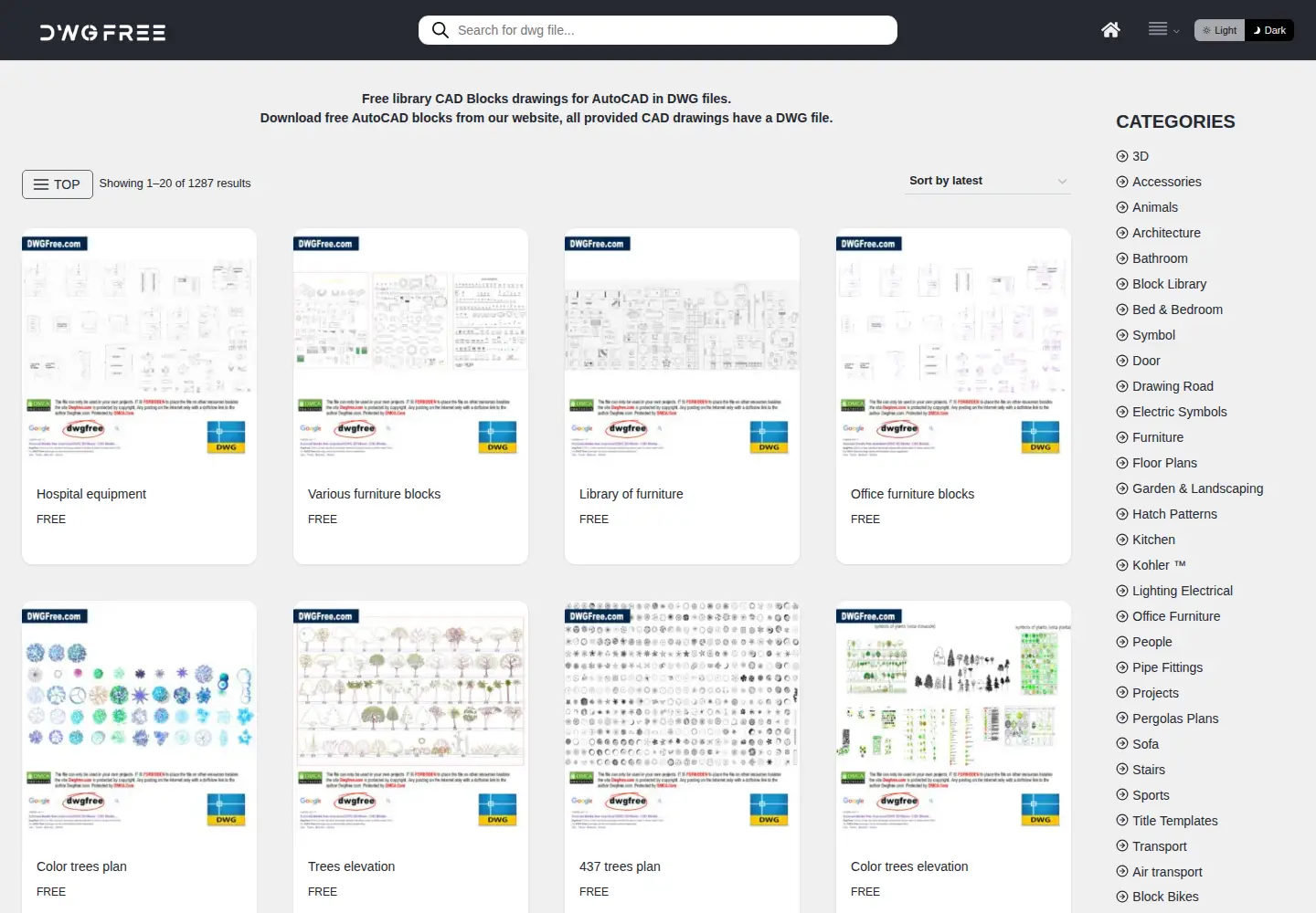 Screenshot of dwgfree.com