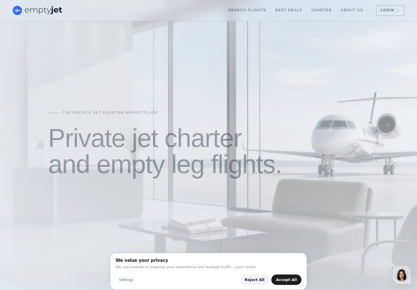 Screenshot of emptyjet.com