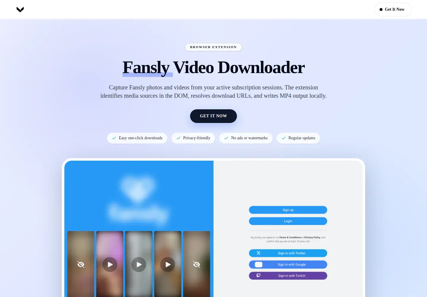 Screenshot of fanslyvideodownloader.com