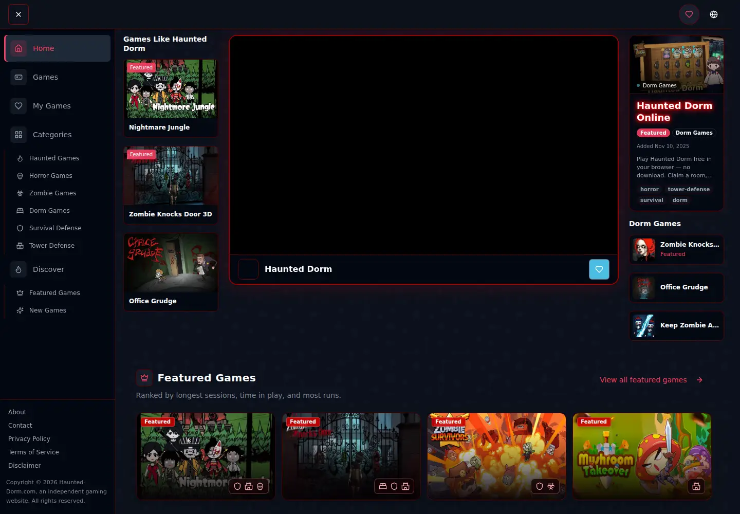 Screenshot of haunted-dorm.com