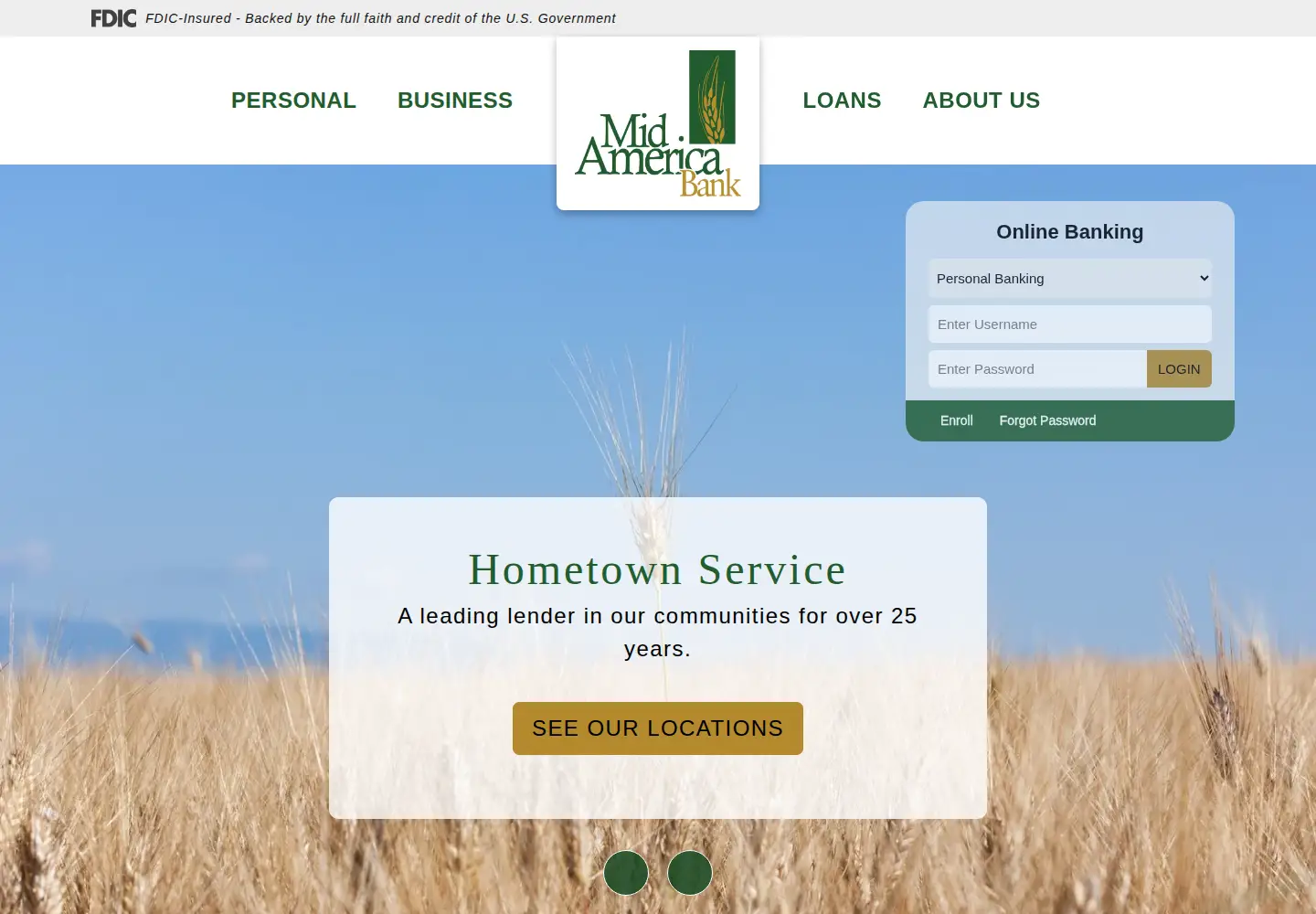Screenshot of mid-americabank.com from the current report