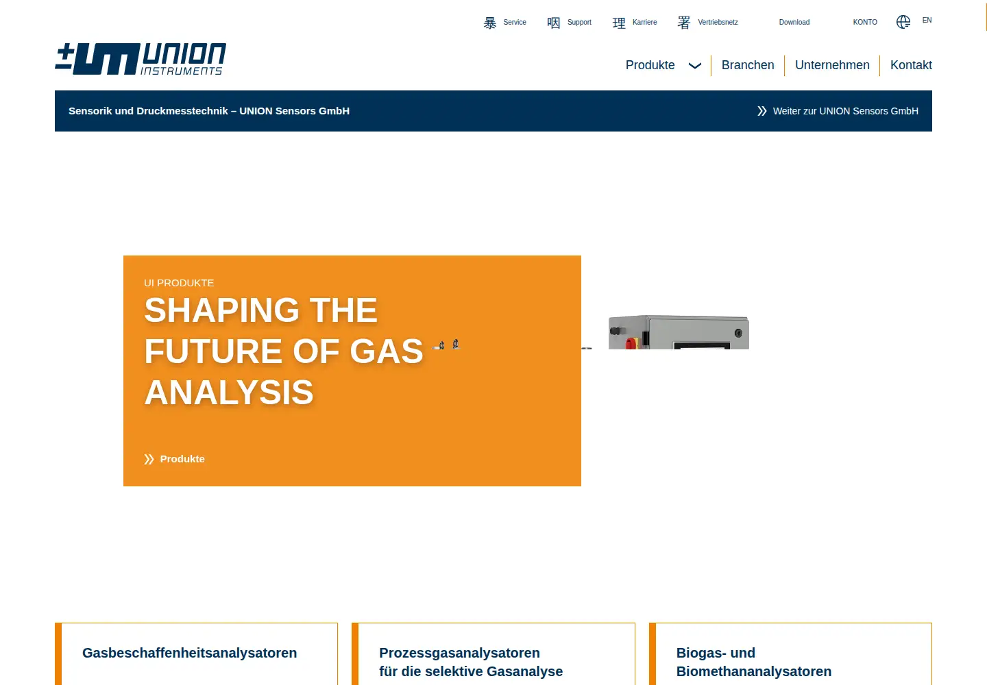 Captured homepage of union-instruments.com in the current scan