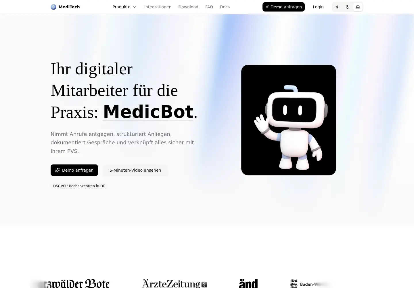 Captured homepage of meditech-ai.de in the current scan