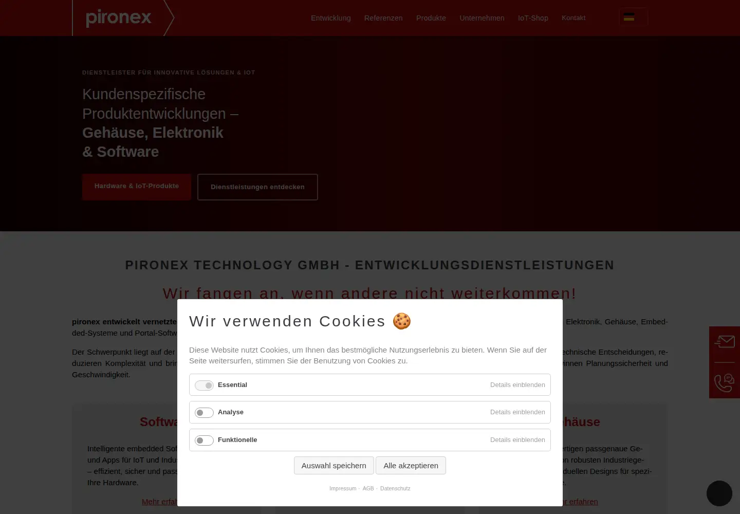 Captured homepage of pironex.de in the current scan