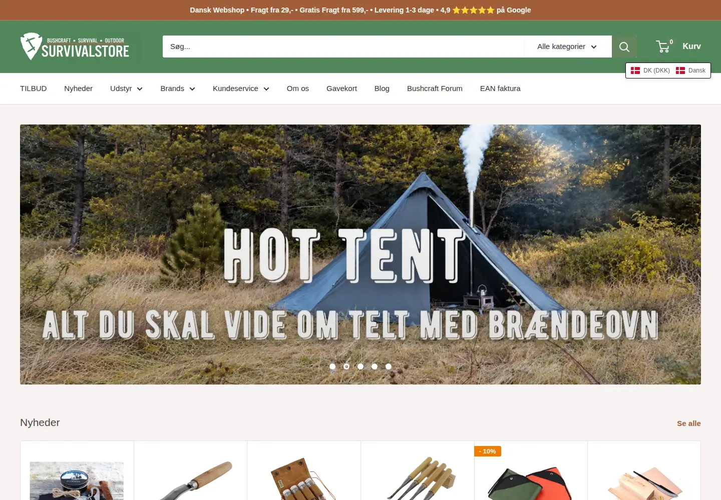 Screenshot of survivalstore.dk