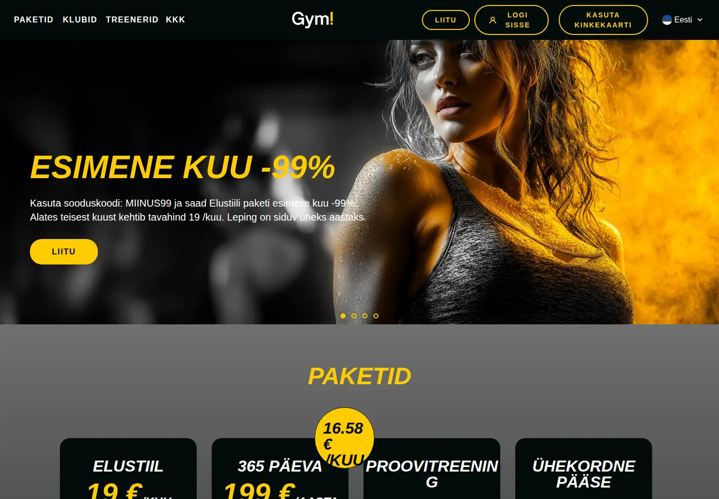 Captured homepage of gymeesti.ee in the current scan