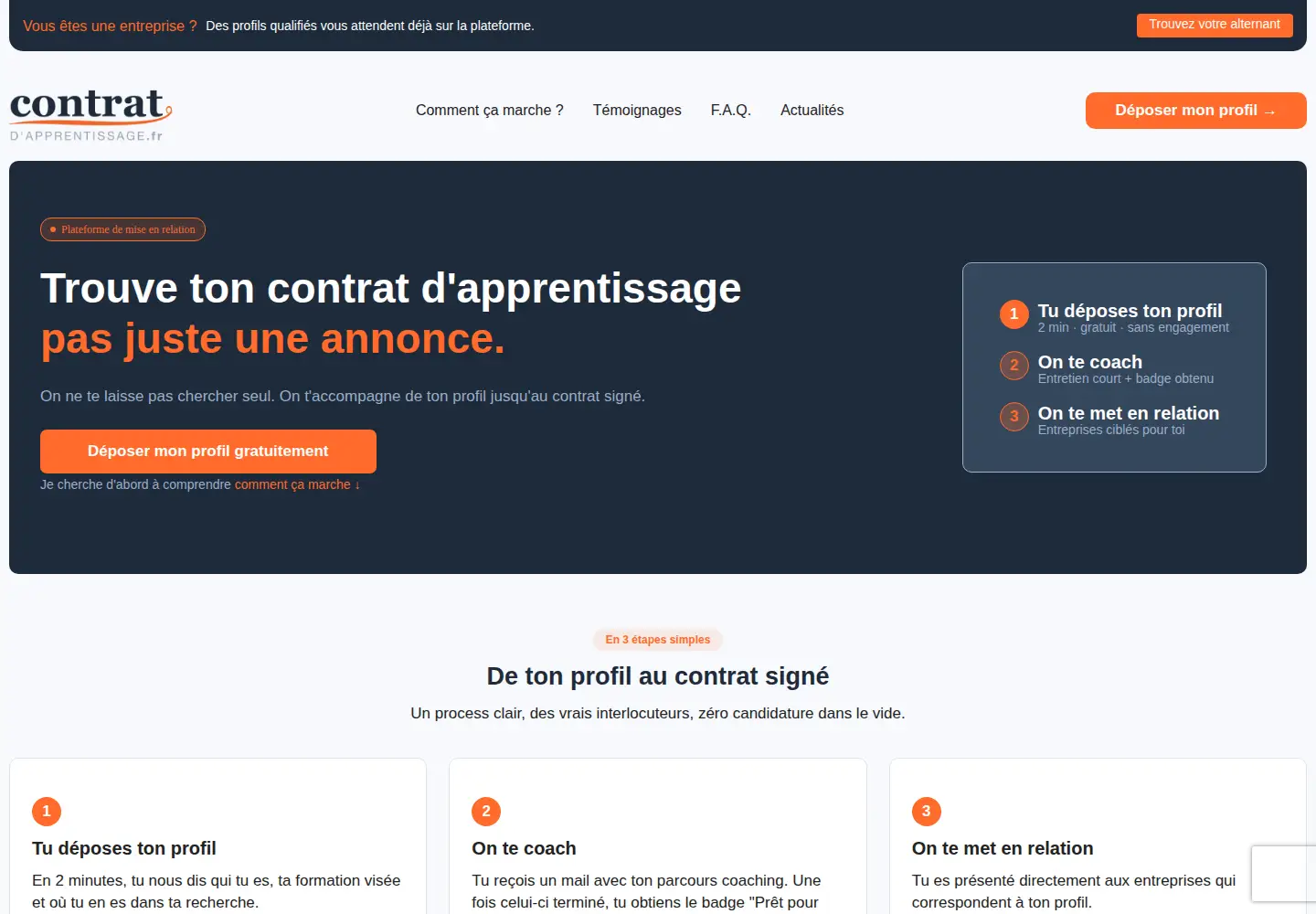 Screenshot of contratdapprentissage.fr
