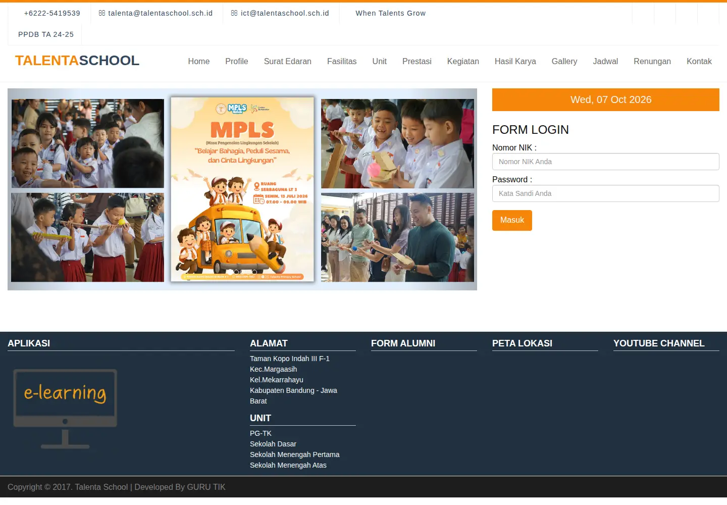 Captured homepage of talentaschool.sch.id in the current scan