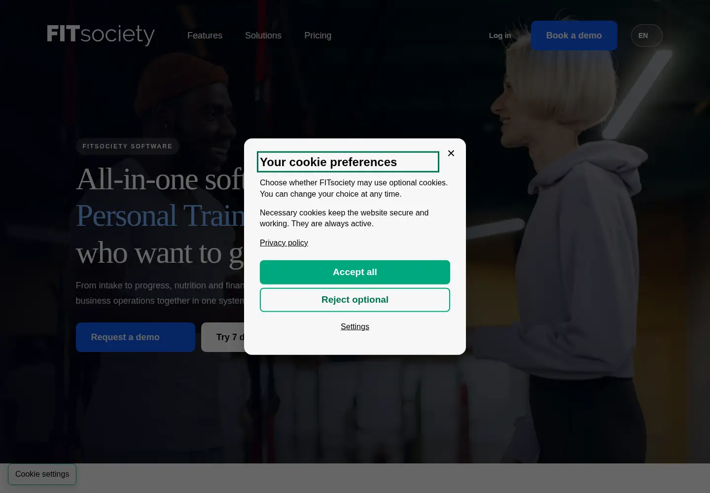 Screenshot of fitsociety.io