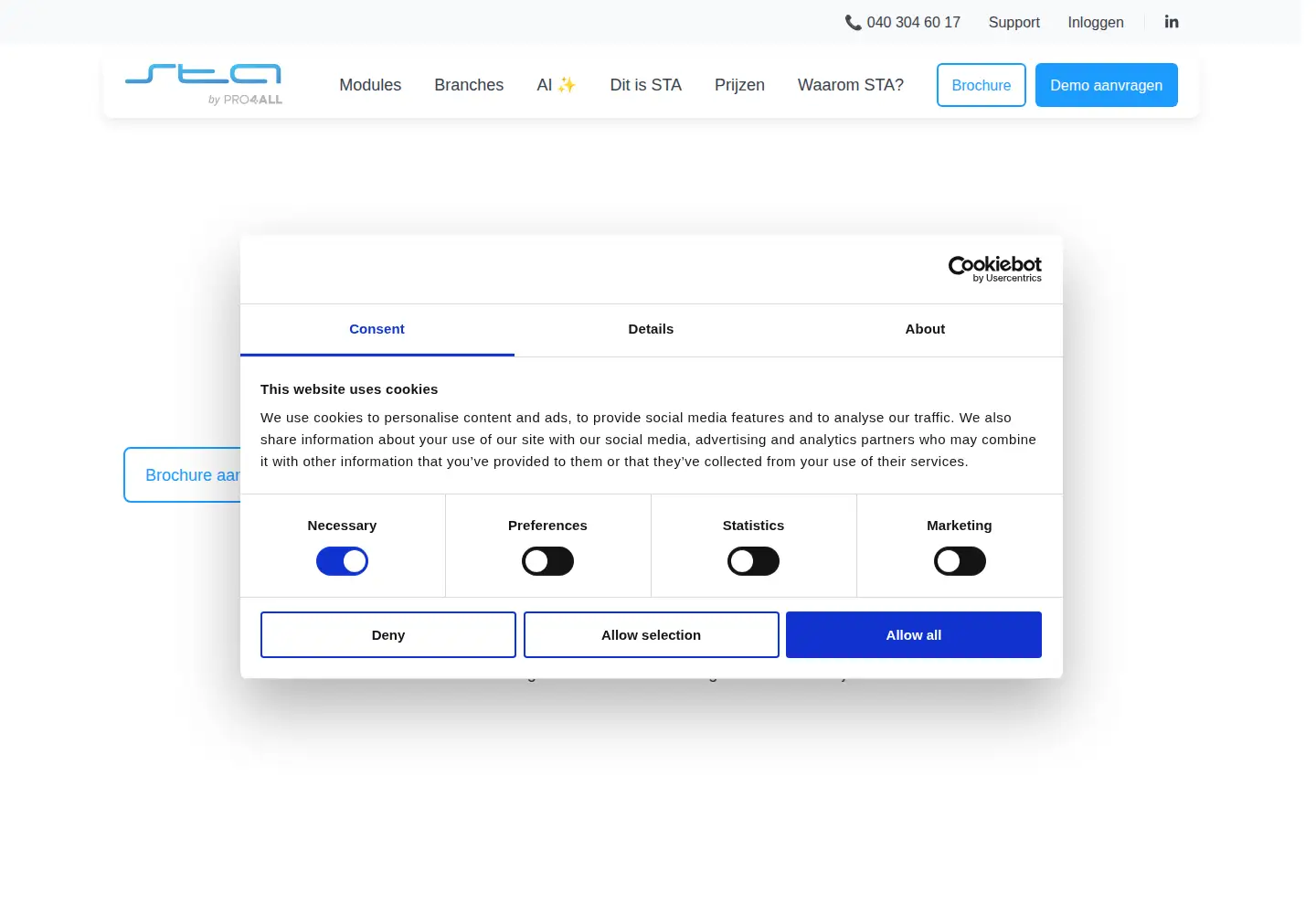 Captured homepage of stasoftware.nl in the current scan