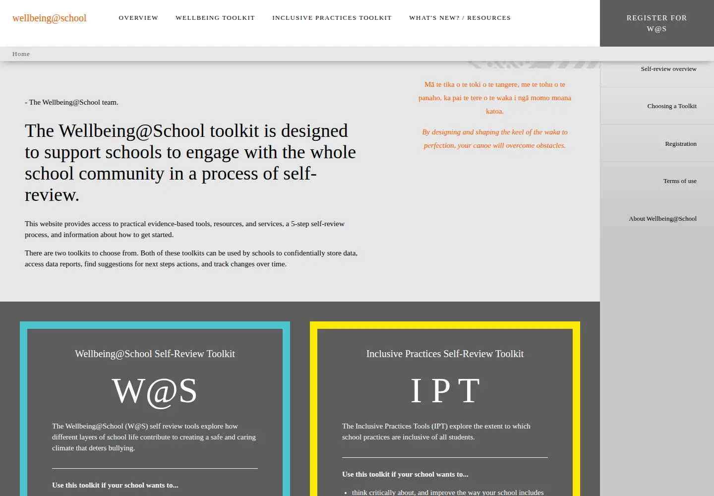Screenshot of wellbeingatschool.org.nz