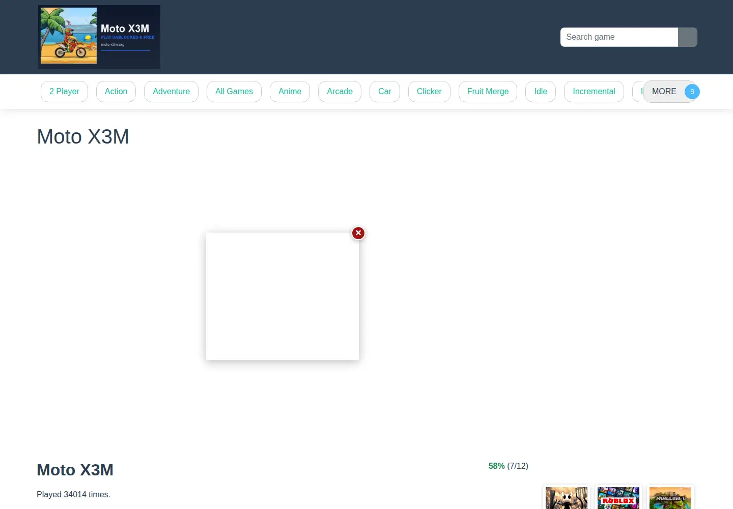 Captured homepage of moto-x3m.org in the current scan