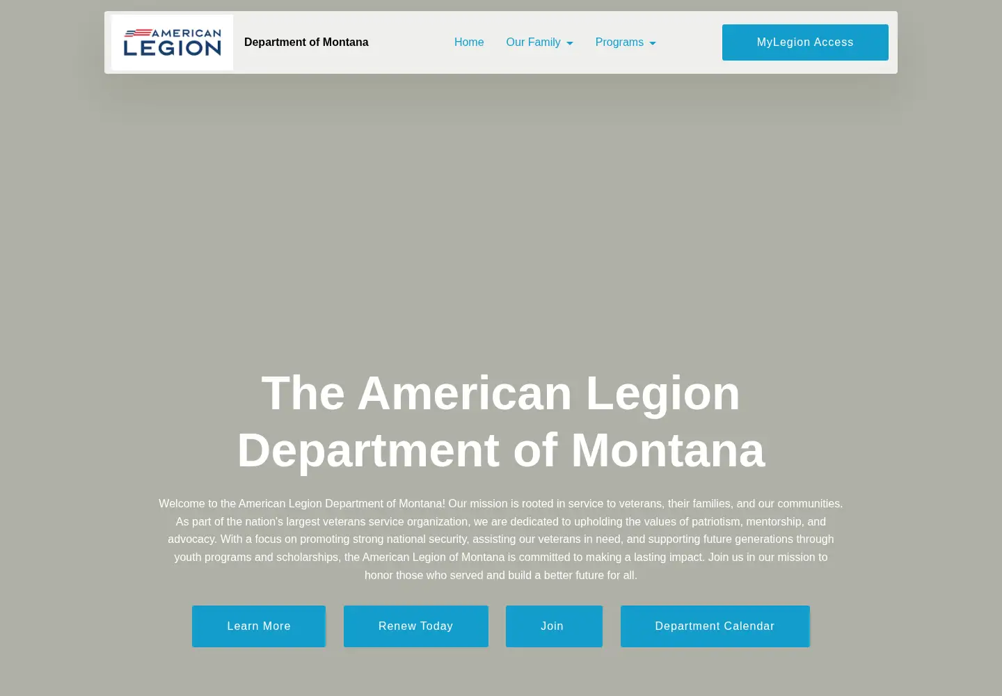 Captured homepage of mtlegion.org in the current scan