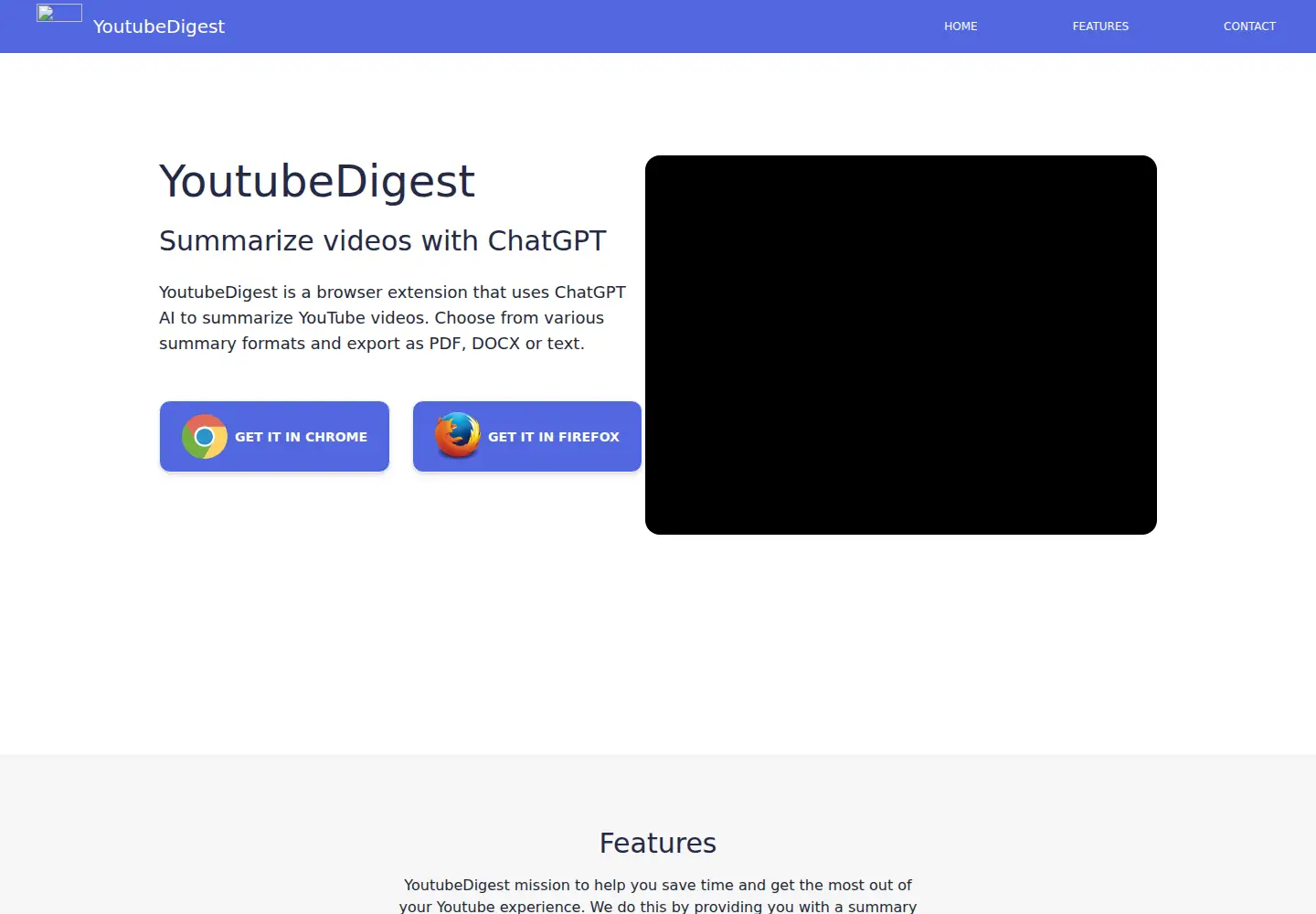 Captured homepage of youtubedigest.app in the current scan
