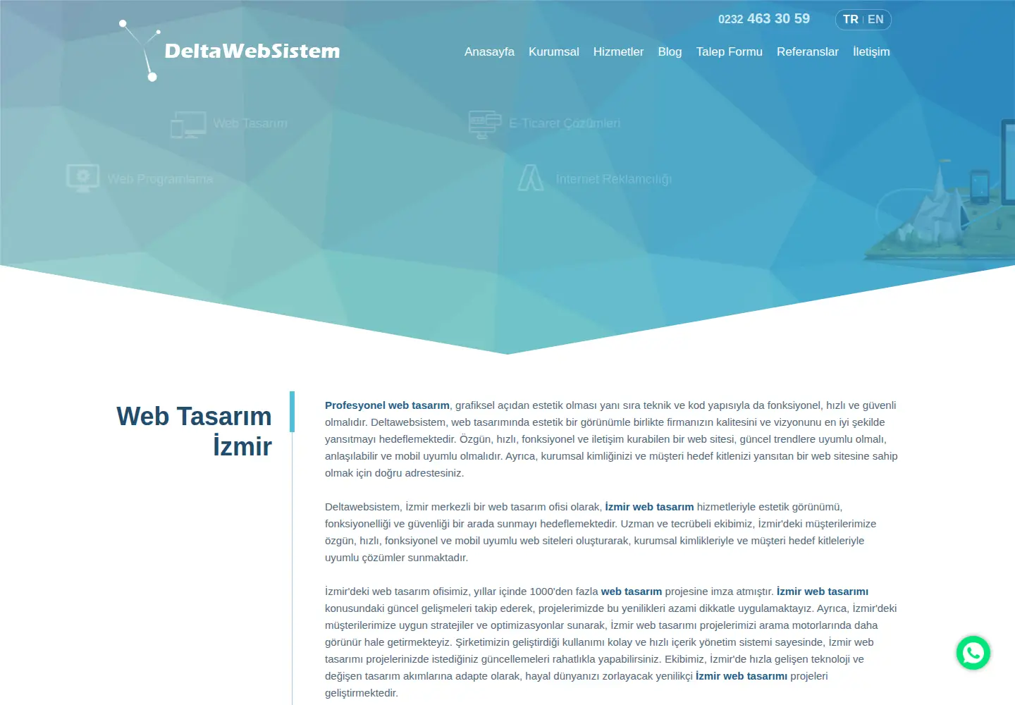 Captured homepage of deltawebsistem.com in the current scan