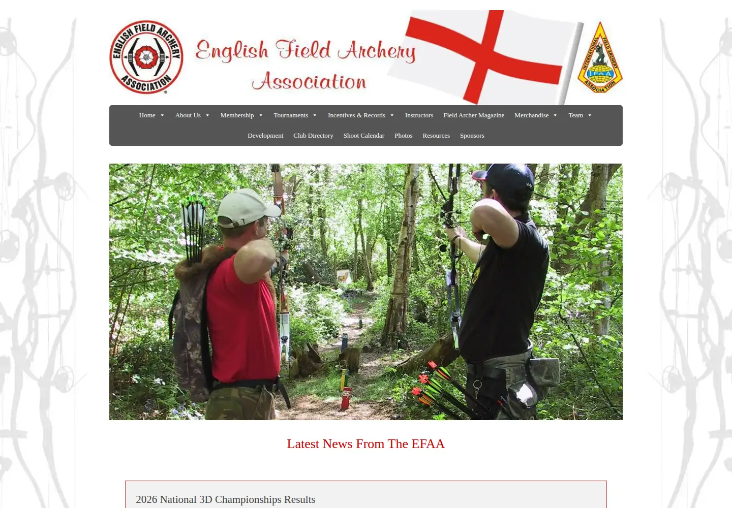 Captured homepage of efaafieldarcher.com in the current scan