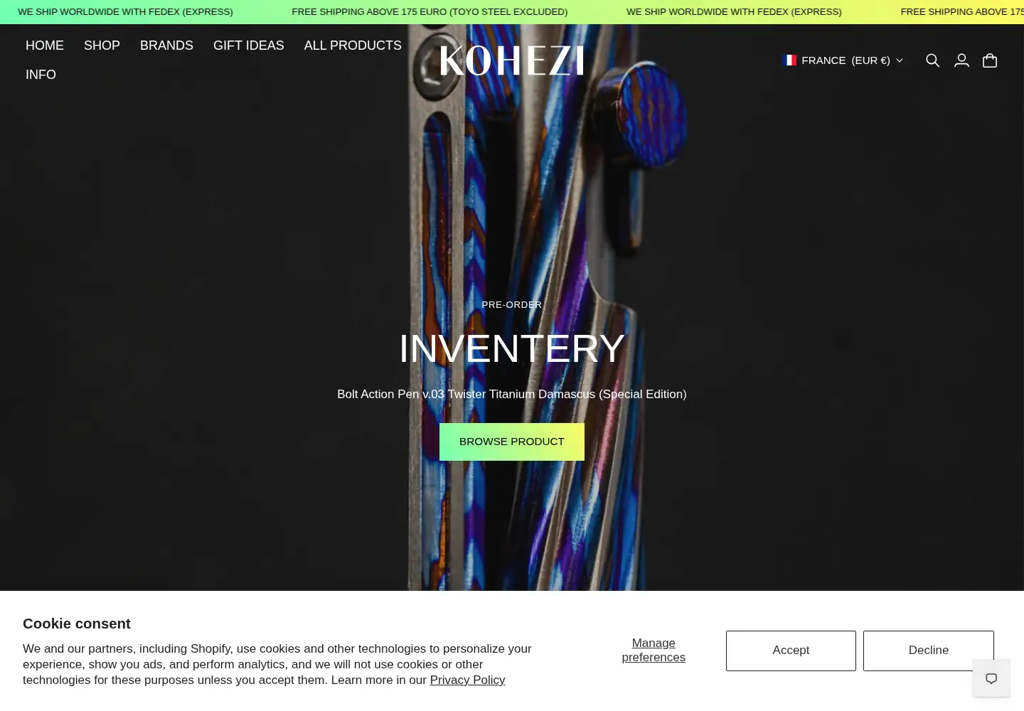Captured homepage of kohezi.com in the current scan