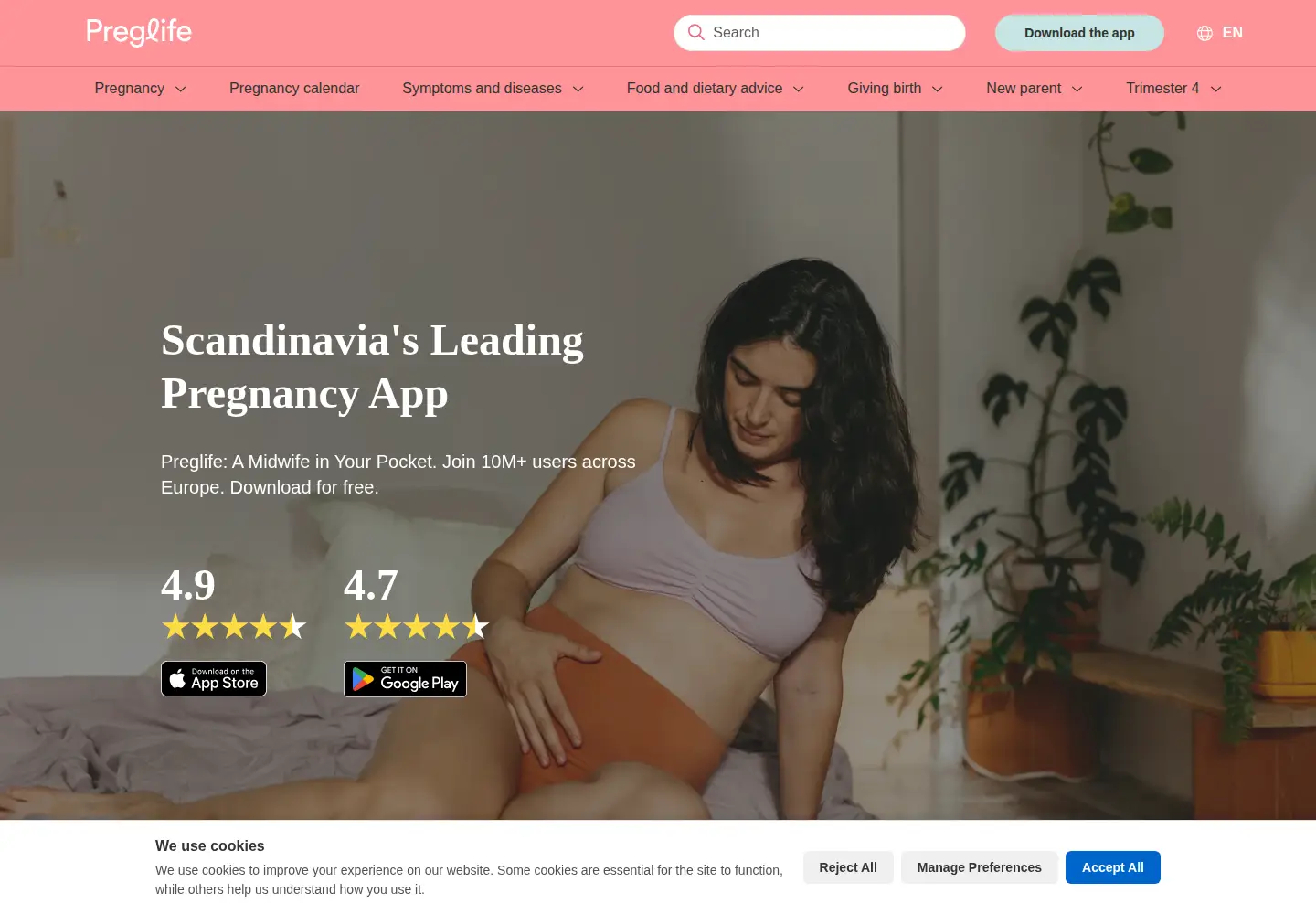 Captured homepage of preglife.com in the current scan