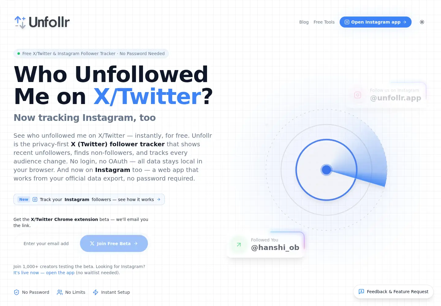 Screenshot of unfollr.com