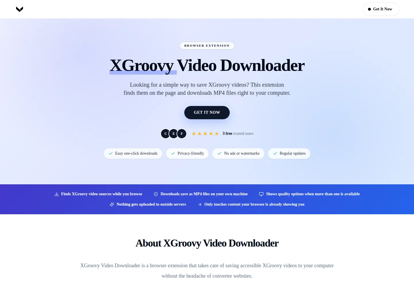 Captured homepage of xgroovyvideodownloader.com in the current scan