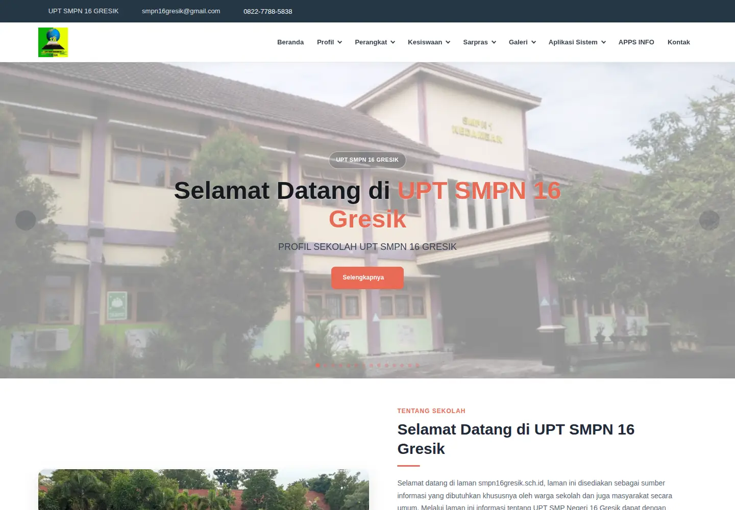 Captured homepage of smpn16gresik.sch.id in the current scan