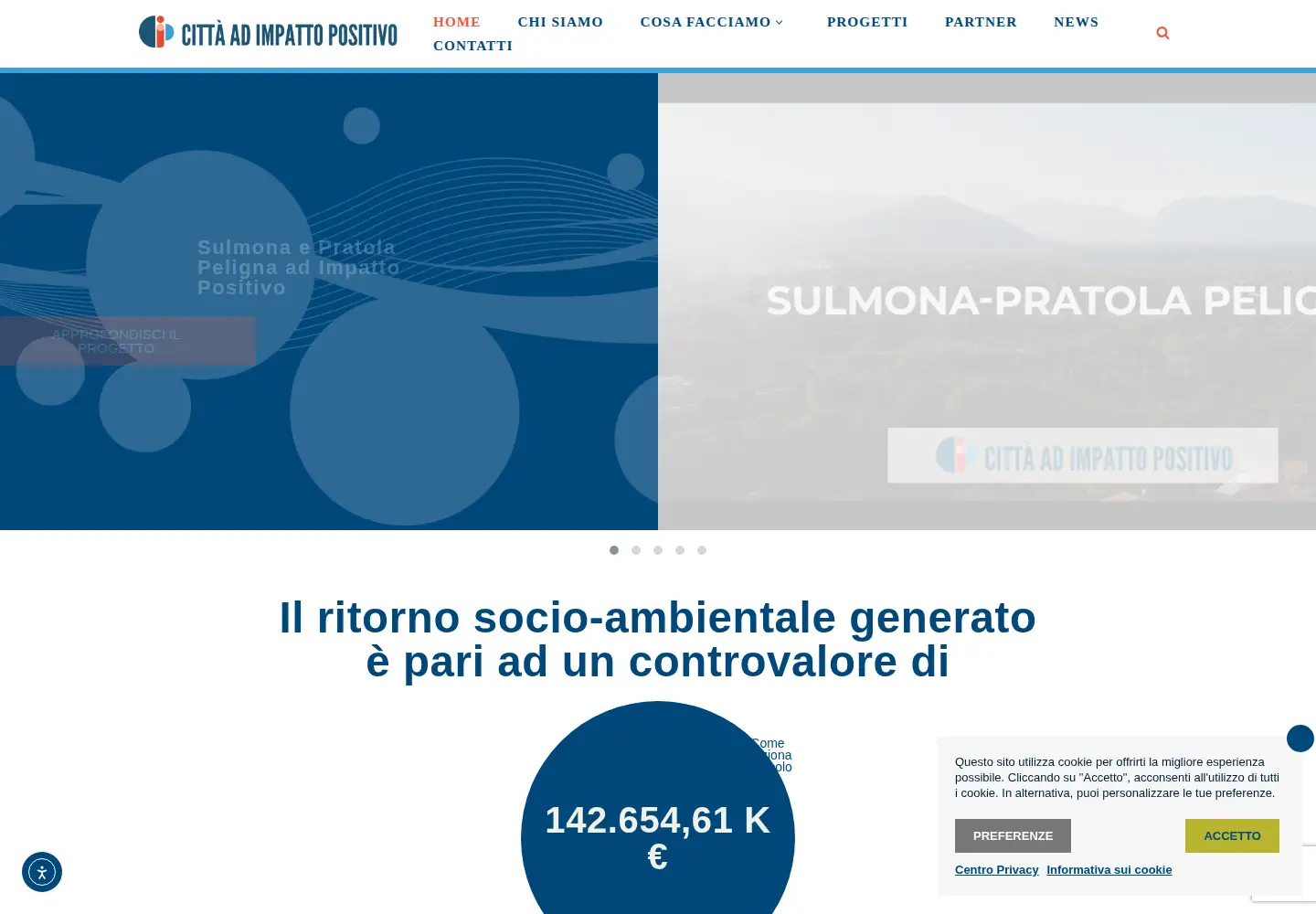 Captured homepage of cittaadimpattopositivo.it in the current scan
