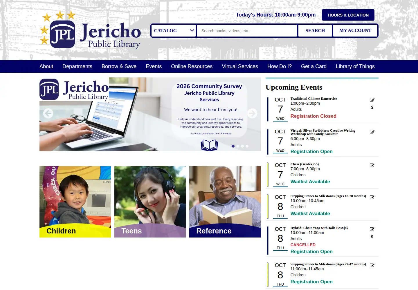 Captured homepage of jericholibrary.org in the current scan