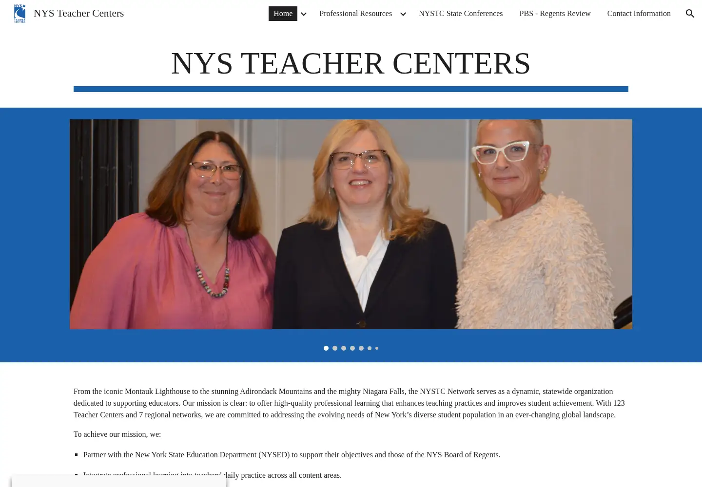 Captured homepage of nysteachercenters.org in the current scan
