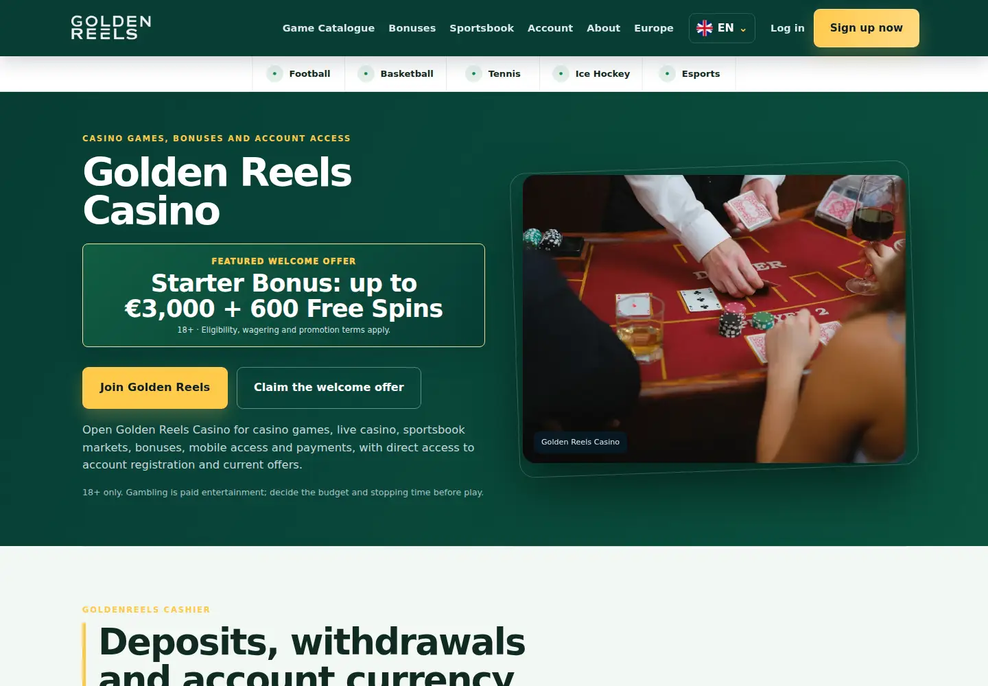 Screenshot of goldenreels.eu