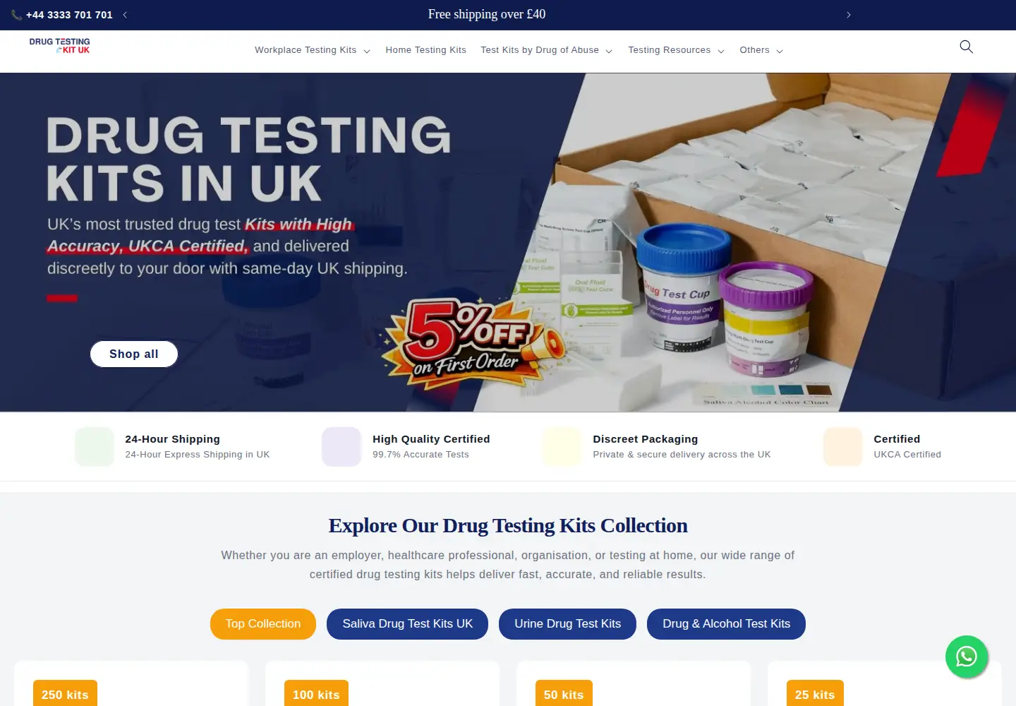 Captured homepage of drugtestingkit.uk in the current scan