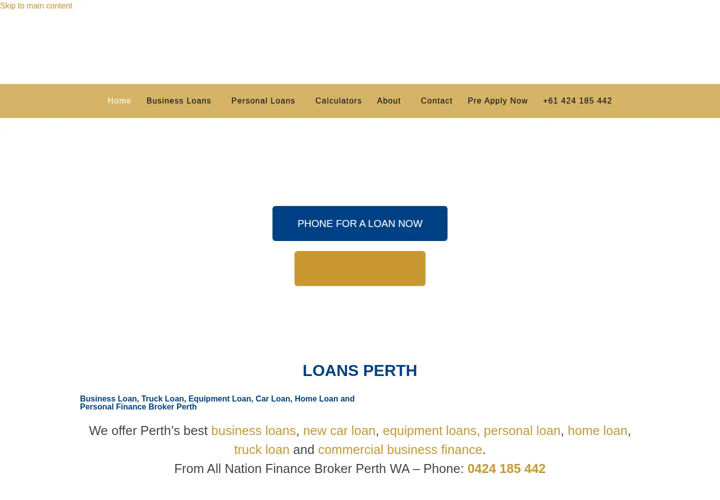 Captured homepage of allnationfinance.com.au in the current scan