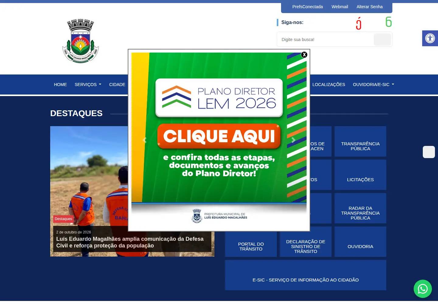 Screenshot of luiseduardomagalhaes.ba.gov.br