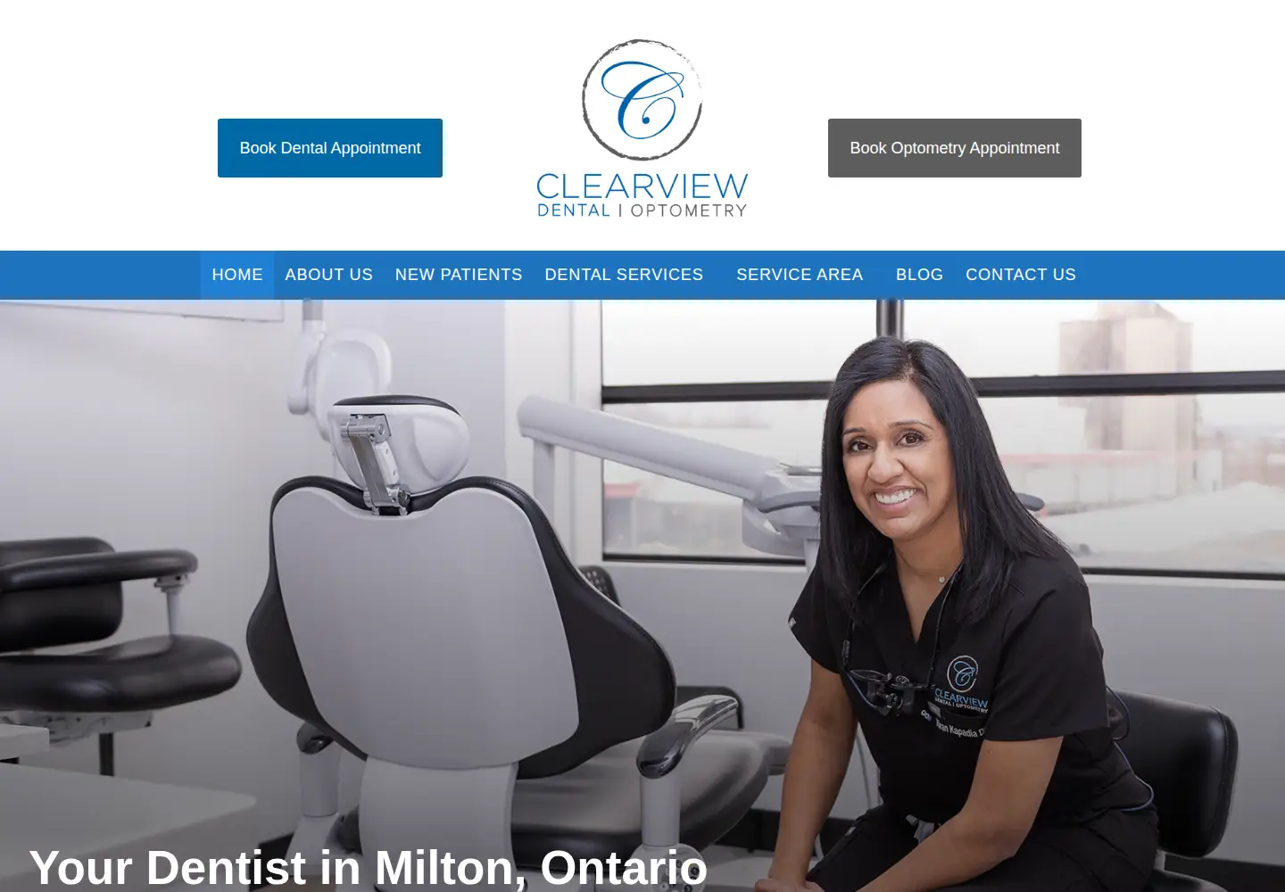 Screenshot of clearviewdentalmilton.ca