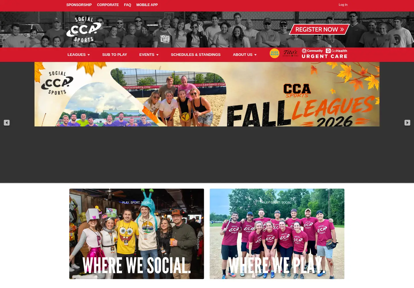 Captured homepage of ccasports.com in the current scan