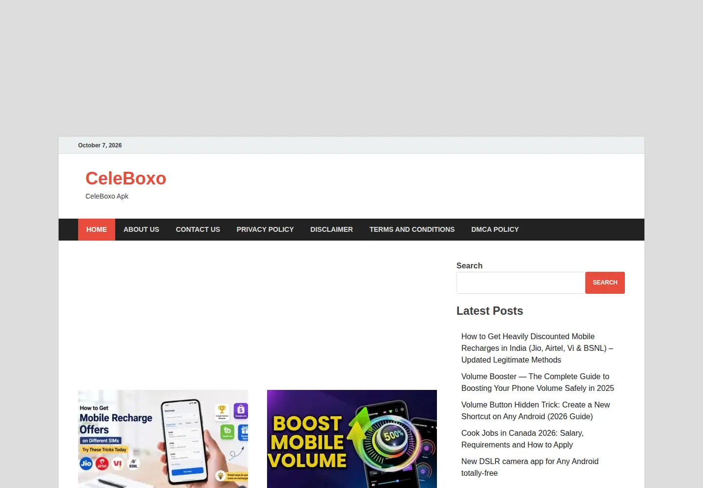 Captured homepage of celeboxo.com in the current scan