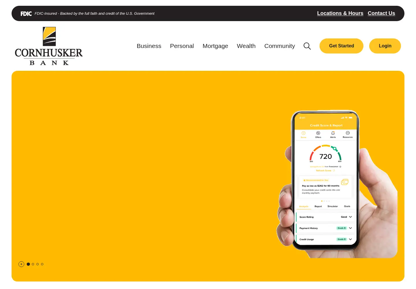 Captured homepage of cornhuskerbank.com in the current scan