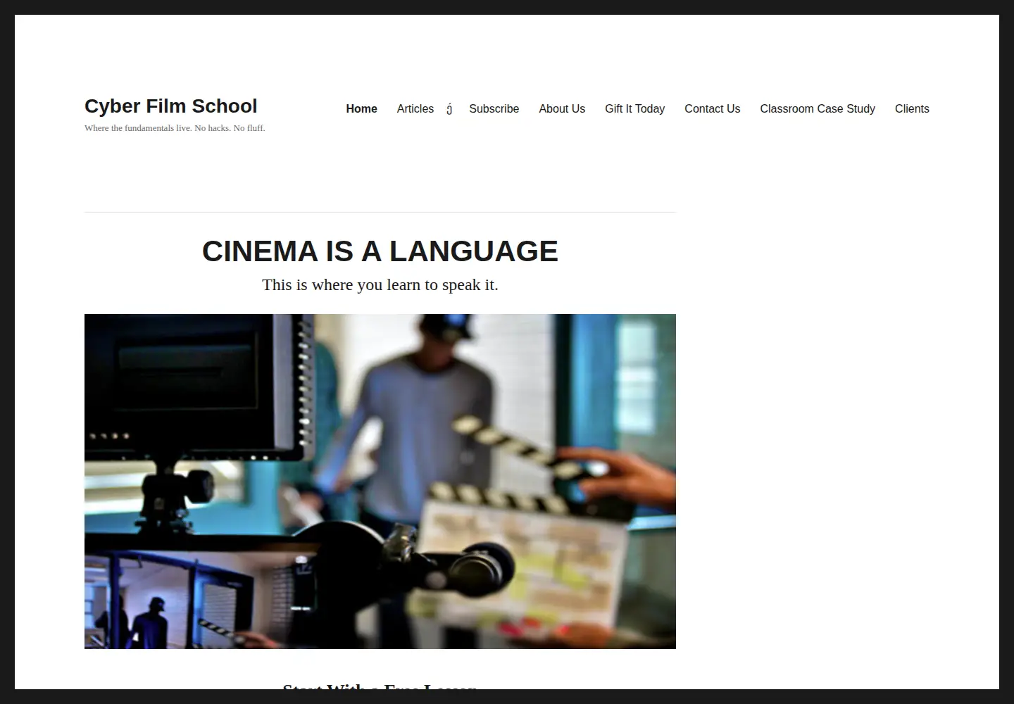 Captured homepage of cyberfilmschool.com in the current scan