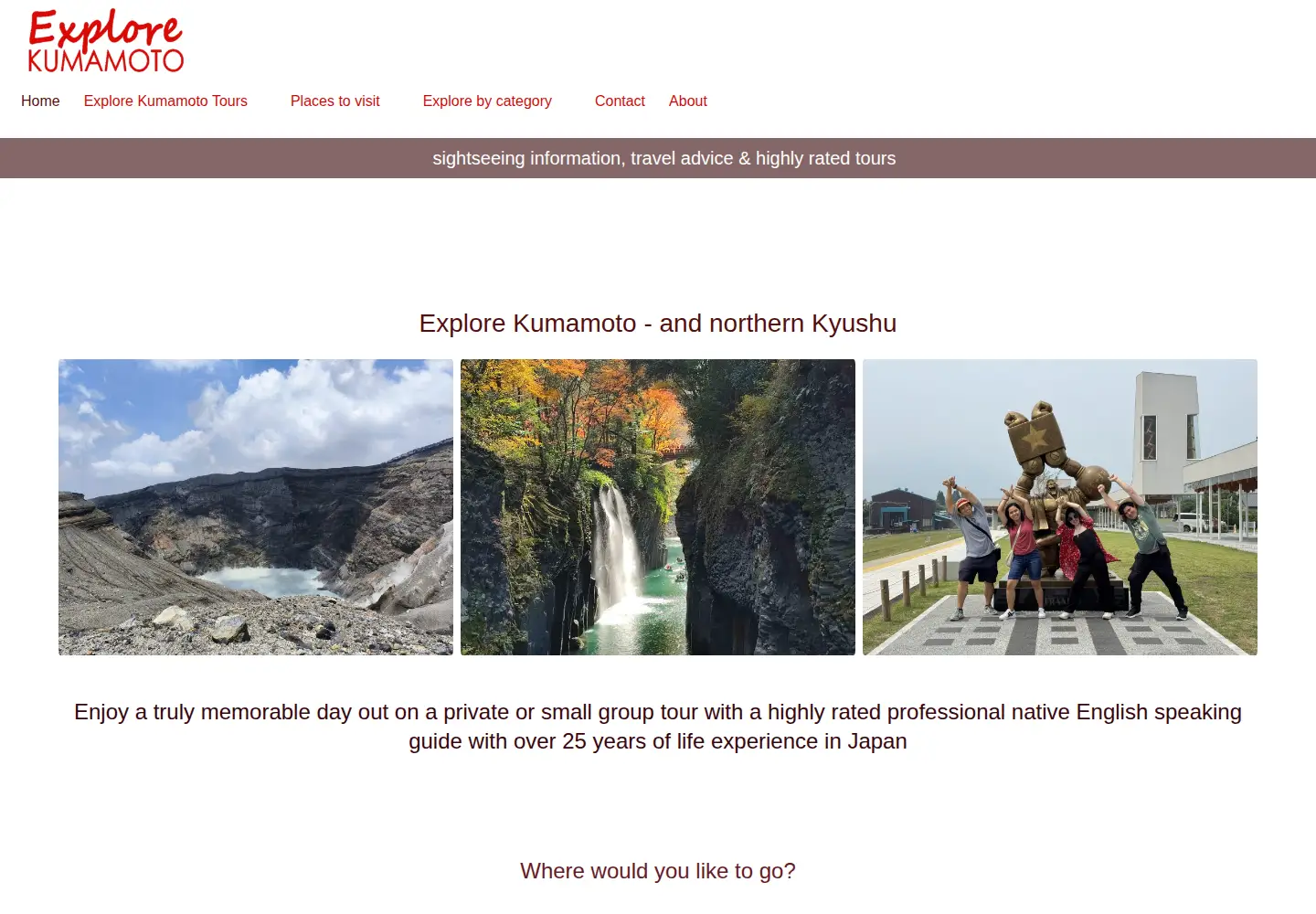 Captured homepage of explore-kumamoto.com in the current scan