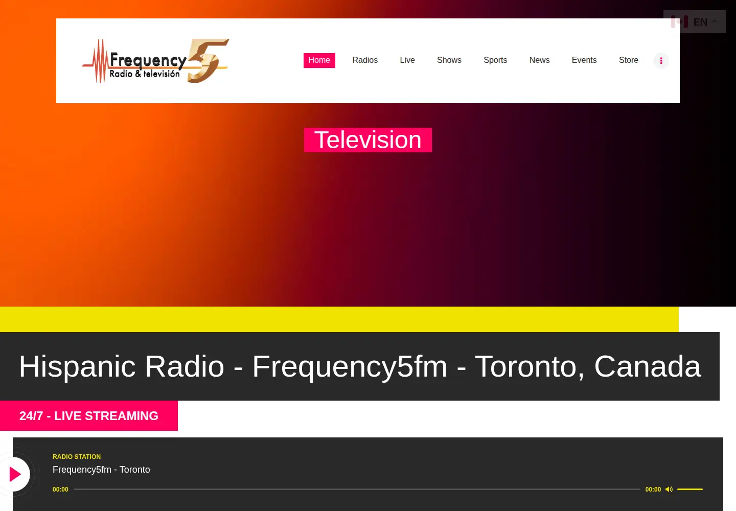 Captured homepage of frequency5fm.com in the current scan