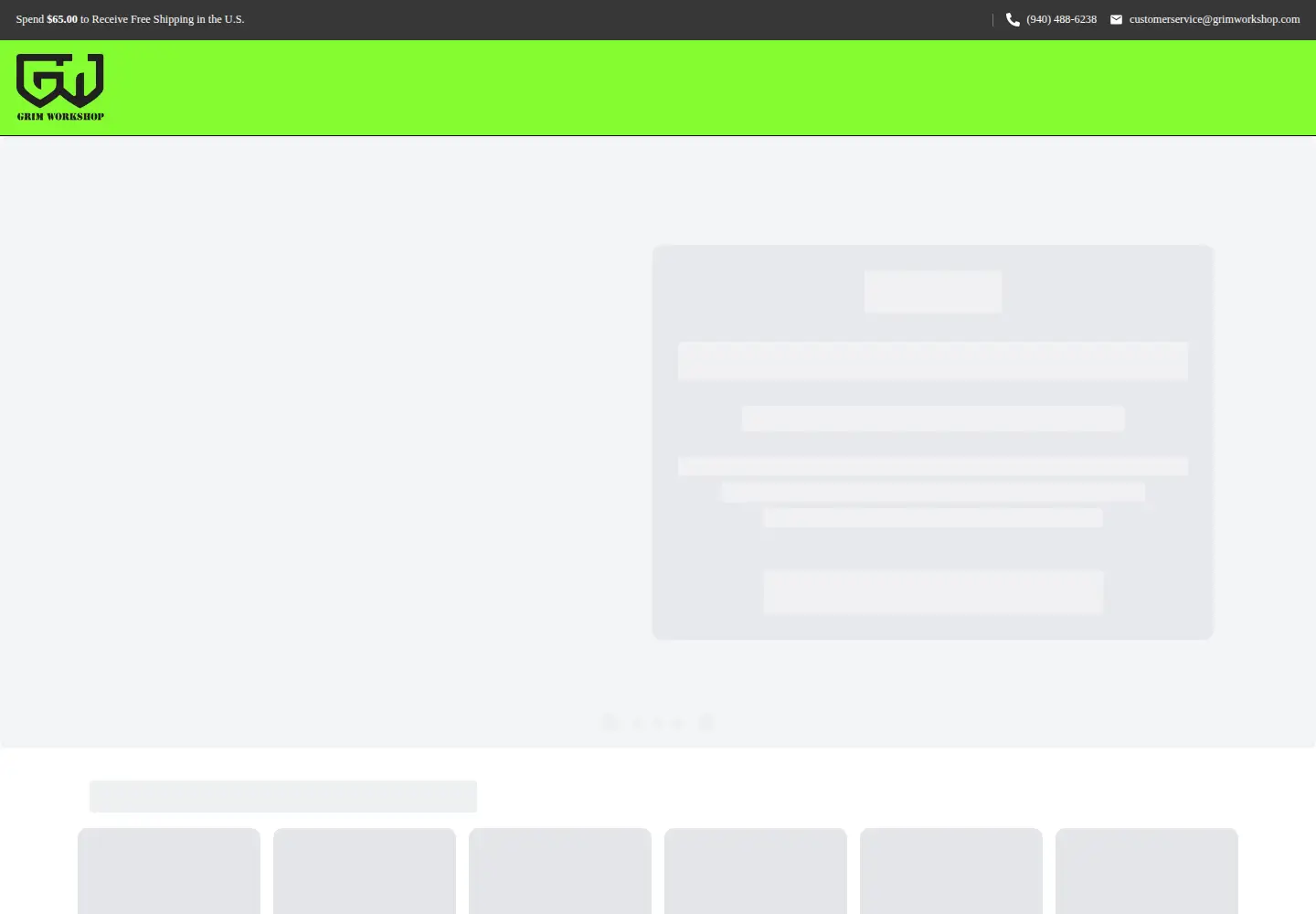 Captured homepage of grimworkshop.com in the current scan