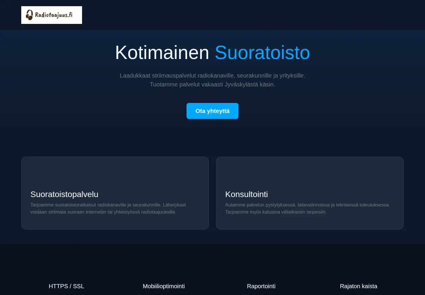 Captured homepage of radiotaajuus.fi in the current scan