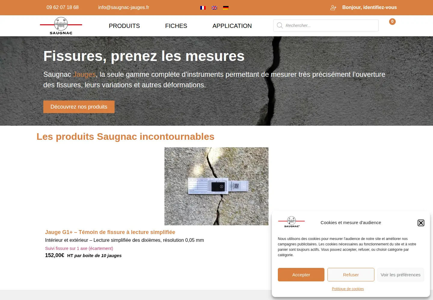 Captured homepage of saugnac-jauges.fr in the current scan
