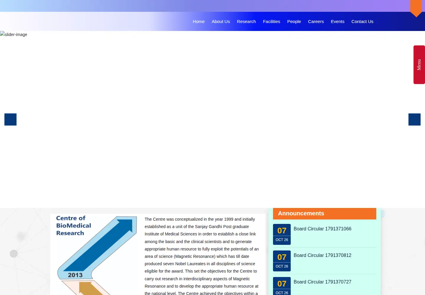 Captured homepage of cbmr.res.in in the current scan