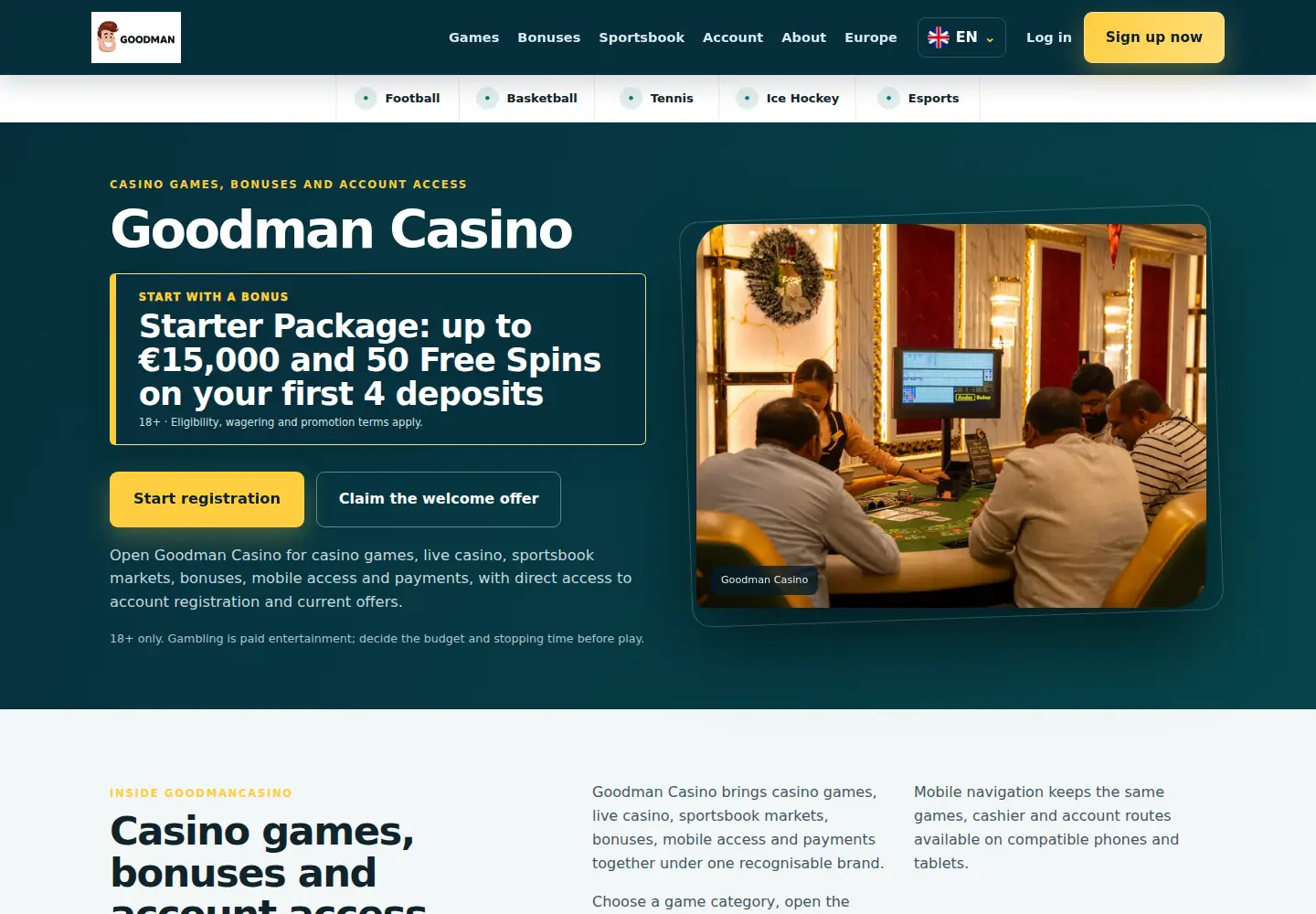 Screenshot of goodmancasino.eu