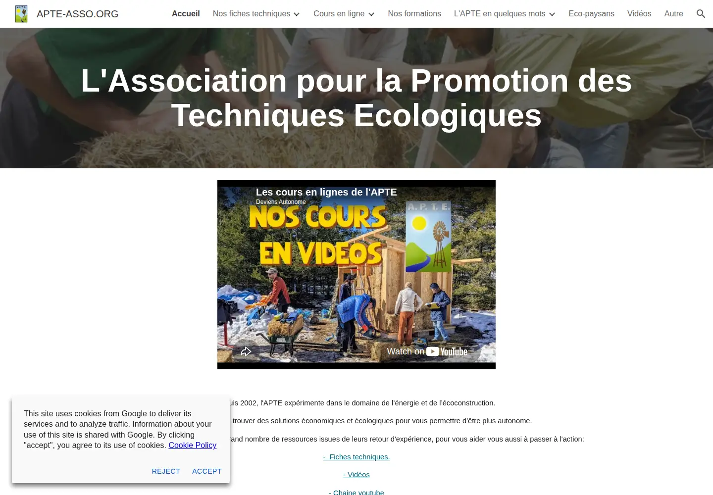 Captured homepage of apte-asso.org in the current scan