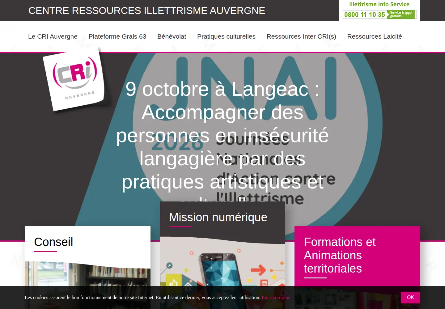 Captured homepage of cri-auvergne.org in the current scan