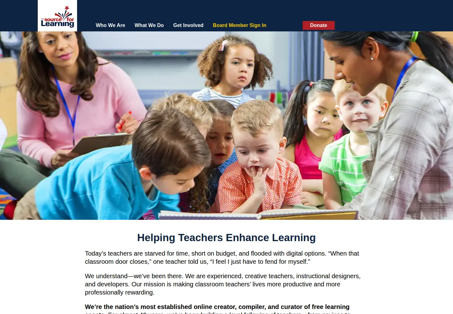 Screenshot of sourceforlearning.org